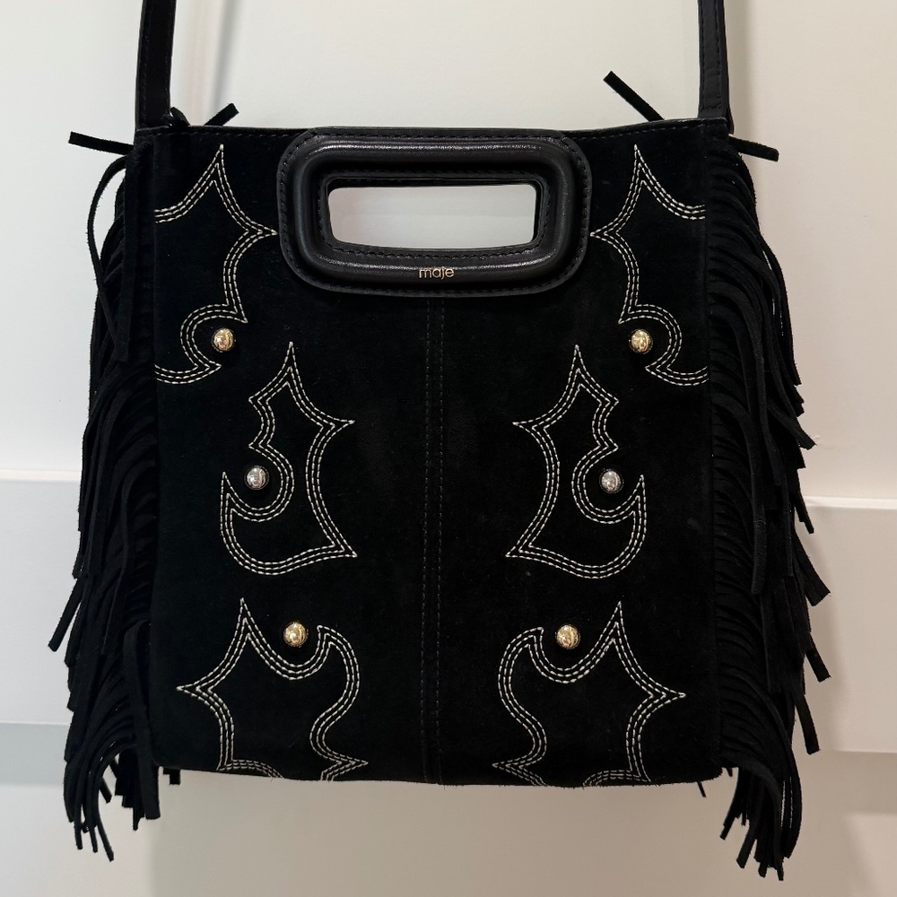 Maje Top Handle Black Western Bag